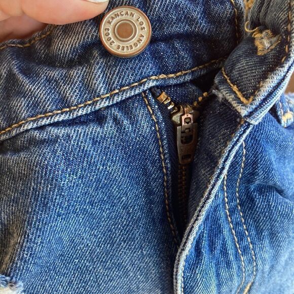 KanCan Pastel/rainbow Thread High Rise Distressed Cotton Frayed Hem Denim Shorts - Picture 8 of 16